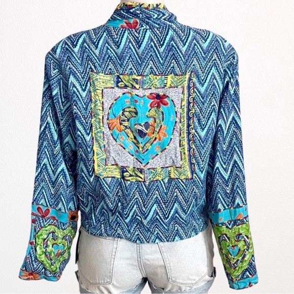 Vintage Y2K 90s Sandy Starkman Cottagecore Quilt Patchwork Jacket Blazer SZ M - Picture 8 of 14